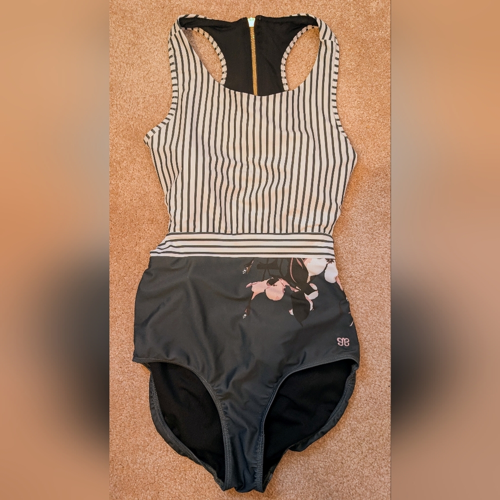 Albion One Piece Striped Floral Swimsuit